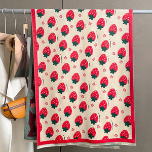 Large Reversible Shawl Wraps Soft Cashmere Feel Pashmina Scarf for Women Strawberry Design for Winter Travel