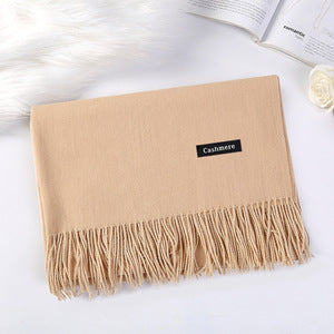 High Quality Soft Tassel Touching Cashmere Feeling Cape Pashmina Pure Solid Colorful Scarf Kashmiri Shawls for Women
