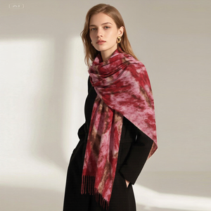 Luxury Winter Scarf for Women, Cashmere Feel 90x180cm Long Shawl Wrap, Elegant Marble Print Fringe Pashmina