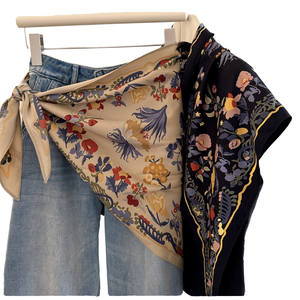 Flower Square Lightweight Polyester Scarf Women's Autumn New Design BOYI Brand Scarves