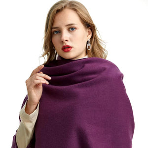 2025 Winter Wool Women's Luxury Scarf Tassel Bandana Solid Shawl Wraps 200x70cm Tippet Pashmina 300g Soft